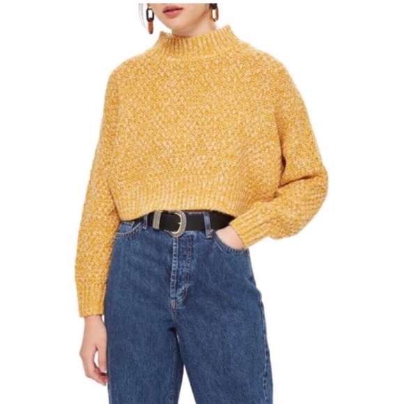 Topshop Sweaters - TOPSHOP Yellow Curved Hem Pullover Sweater 10